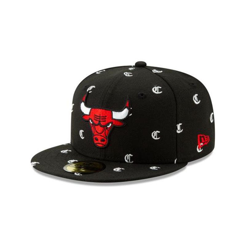 NBA Chicago Bulls Team Initial 59Fifty Fitted (DDY7432) - Black New Era Caps